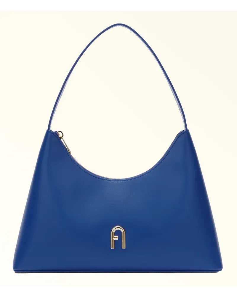 Furla Diamante chultertache Blu Cobalto Weiche Kalbleder Damen Blau