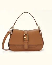 Furla Flow Henkeltasche Brandy Claris Lux-kalbsleder Mit Intarsie Damen Minitasche Braun