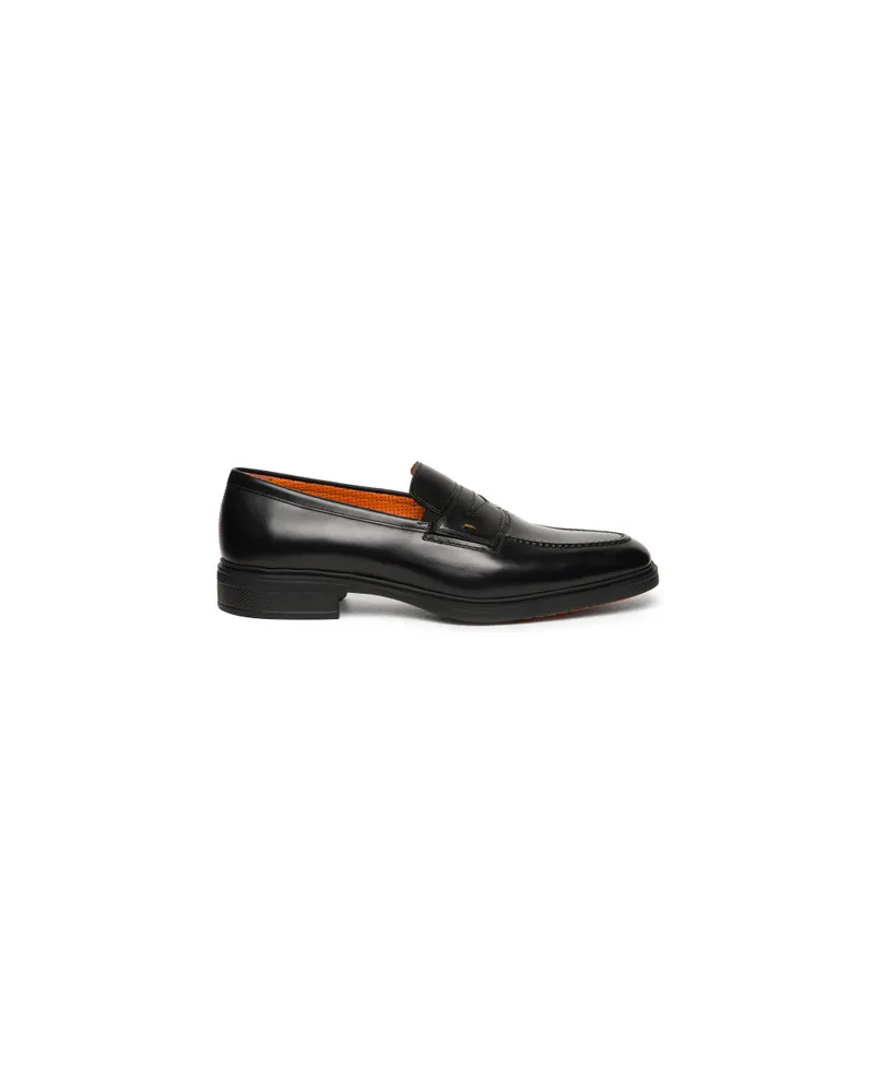 Santoni Schwarze Loafer Easy für Herren aus Leder Schwarz