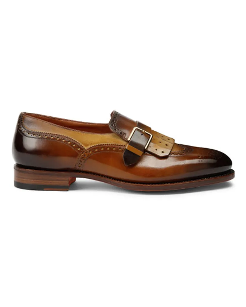 Santoni Braune Loafer für Herren aus Leder mit Schnalle und Fransendetail Braun