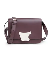 Santoni Bordeauxrote Crossbody Bag aus Leder Burgund