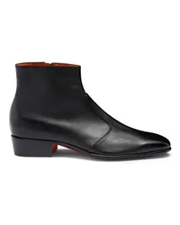 Santoni Schwarze Stiefeletten für Herren aus Leder Schwarz