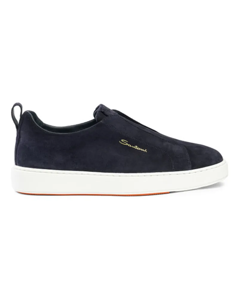 Santoni Blaue Slip-on-Sneakers für Herren aus Wildleder Blau