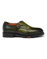 Santoni Grüne Doppel-Monkstraps für Herren aus Leder Grun