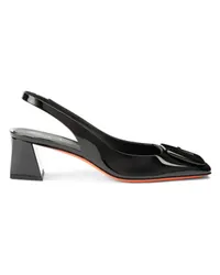 Santoni Schwarze Slingbacks für Damen aus Lackleder mit mittelhohem Absatz Schwarz