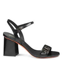 Santoni Schwarze Sandalen für Damen aus Leder mit mittelhohem Absatz Schwarz