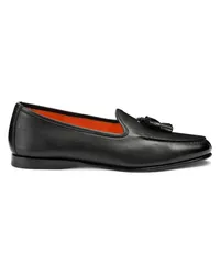 Santoni Schwarze Loafer Andrea für Herren aus Leder mit Quasten Schwarz