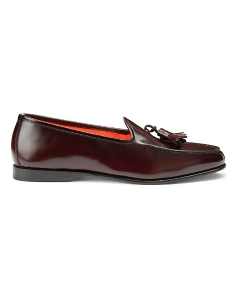 Santoni Bordeauxrote Loafer Andrea für Herren aus Glanzleder mit Quasten Burgund