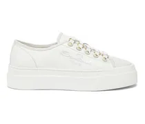 Weiße Plateau-Sneakers für Damen aus Leder