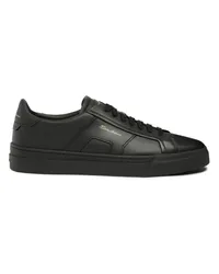 Santoni Schwarze Double Buckle Sneakers für Herren aus Leder Schwarz