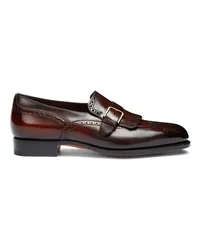 Santoni Bordeauxrote Loafer für Herren aus Leder mit Schnalle und Fransendetail Burgund