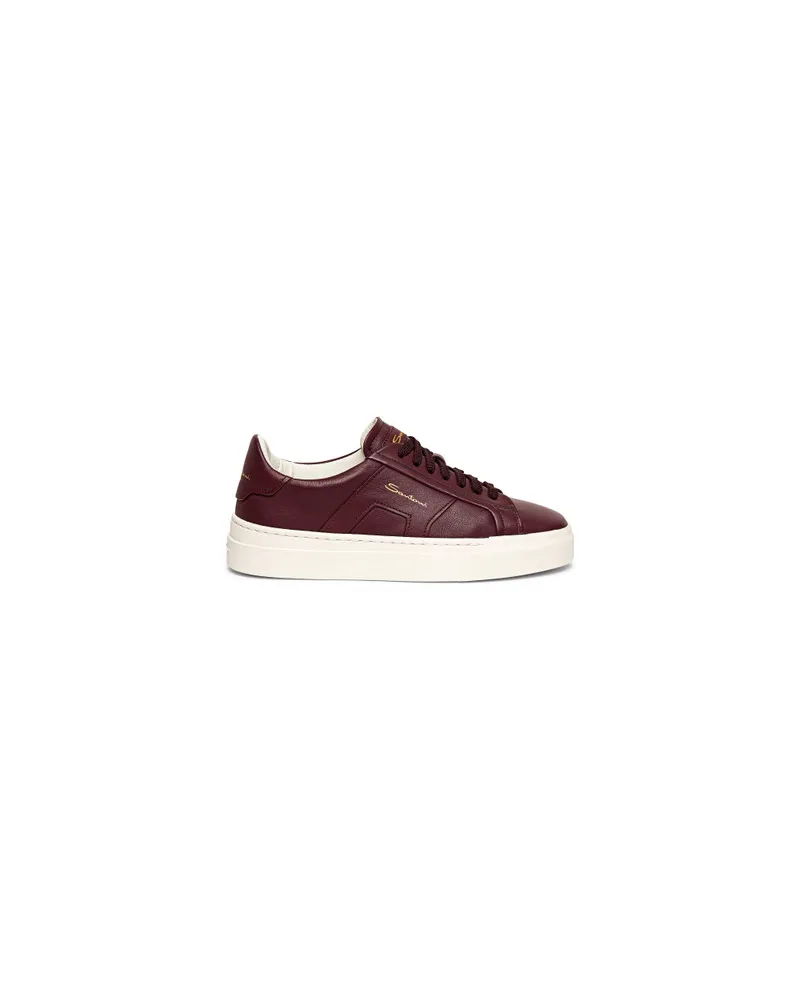 Santoni Bordeauxrote Double Buckle Sneaker für Damen aus Leder Burgund