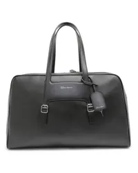 Santoni Schwarze Reisetasche aus Leder Schwarz