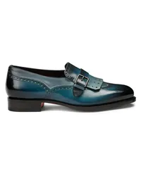 Santoni Blaue Loafer für Herren aus Leder mit Schnalle und Fransendetail Blau