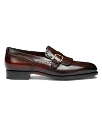 Santoni Bordeauxrote Loafer für Herren aus Leder mit Schnalle und Fransendetail Burgund