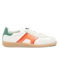 Santoni Weiß-grün-orangefarbene DBS Oly Sneakers für Herren aus Leder und Wildleder Orange