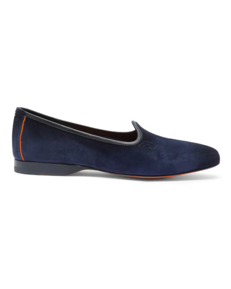 Santoni Blaue Loafer für Herren aus Wildleder Blau