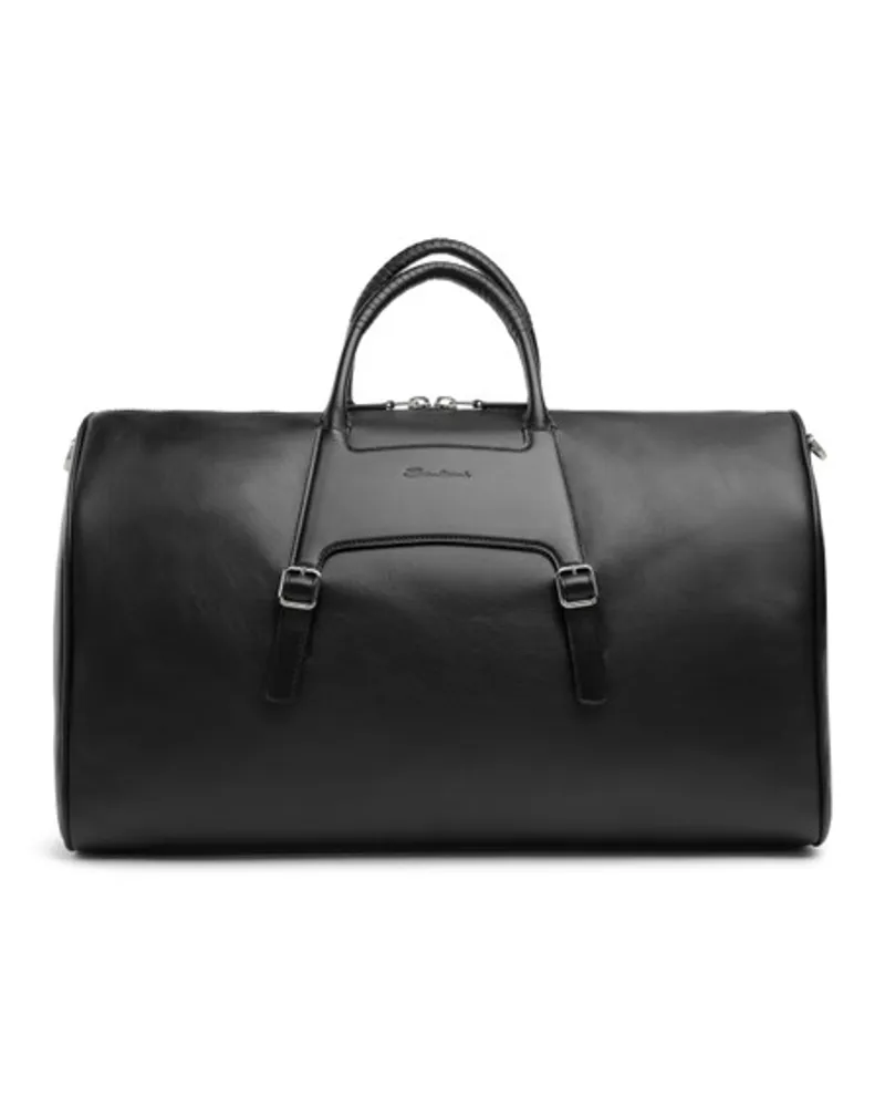 Santoni Schwarze Reisetasche aus Leder Schwarz