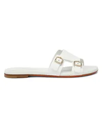 Santoni Weiße Slider-Sandalen Didi für Damen aus Leder mit Doppelschnalle Weiss