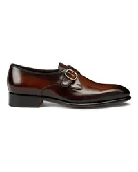 Santoni Braune Monkstraps für Herren aus Leder Dunkelbraun