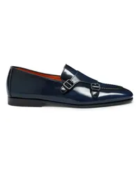 Santoni Blaue Loafer für Herren aus Leder mit Doppelschnalle Blau