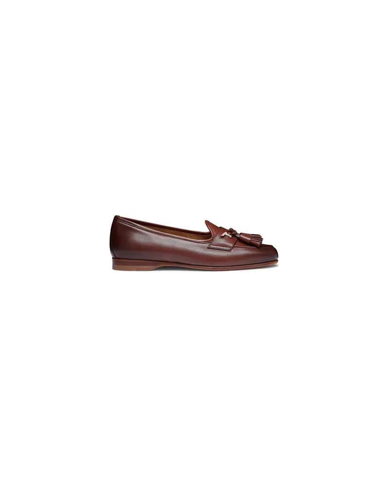 Santoni Braune Loafer Andrea für Damen aus Nappaleder mit Quasten Braun