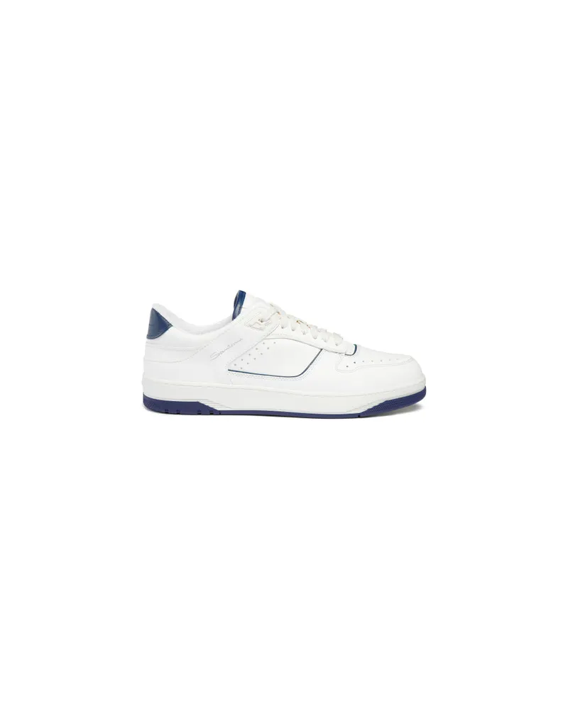 Santoni Weiß-blaue Sneak-Air-Sneakers für Herren aus Leder Weiss