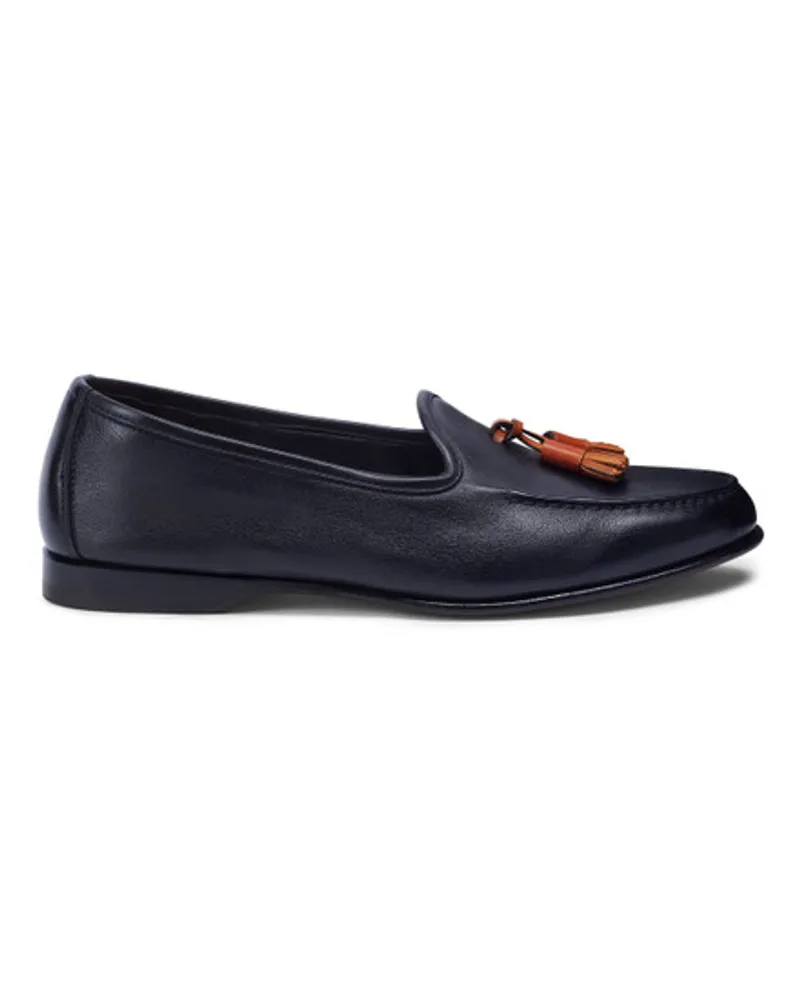 Santoni Schwarze Loafer Andrea für Herren aus Leder mit Quasten Schwarz