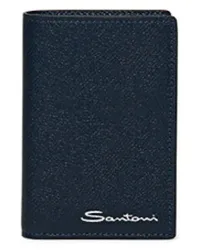 Santoni Blaues Portemonnaie im Hochformat aus Saffiano-Leder Blau