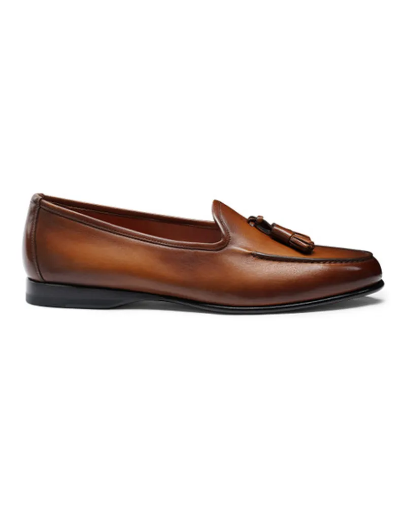 Santoni Braune Loafer Andrea für Herren aus Leder mit Quasten Braun