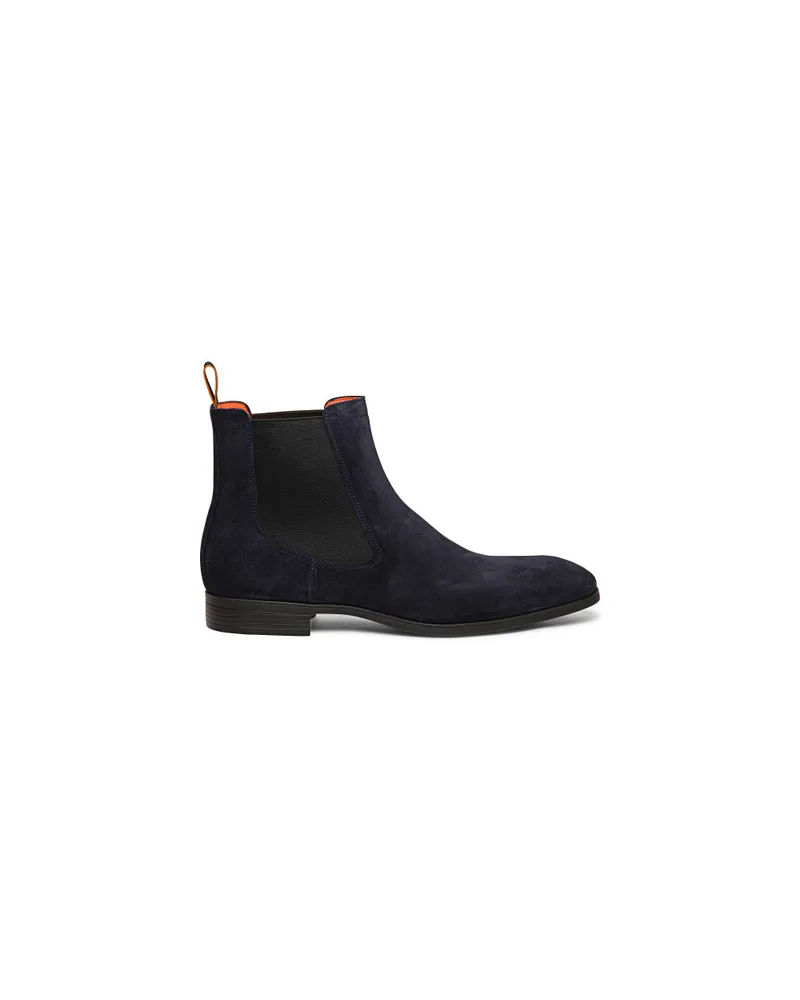 Santoni Blaue Chelsea Boots für Herren aus Veloursleder Blau