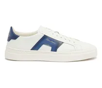 Weiß-blaue Double Buckle Sneaker für Herren aus Leder