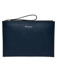 Santoni Blaue Pochette aus Saffiano-Leder Blau