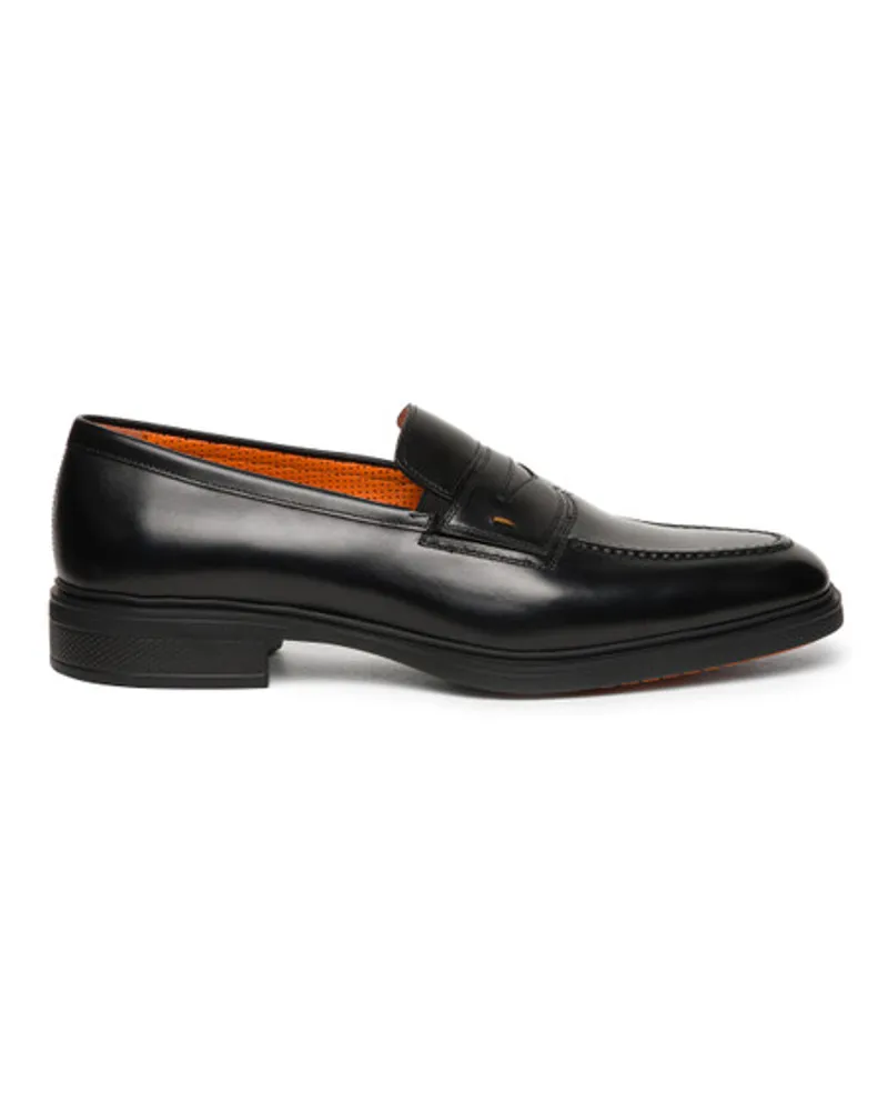 Santoni Schwarze Loafer Easy für Herren aus Leder Schwarz