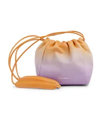 Santoni Flieder-orangefarbene Beuteltasche aus Leder Orange