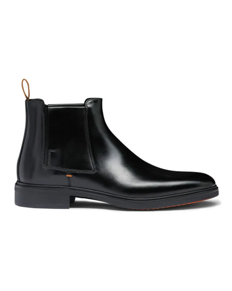 Santoni Schwarze Stiefeletten Easy für Herren aus Leder Schwarz