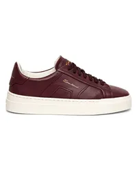 Santoni Bordeauxrote Double Buckle Sneaker für Damen aus Leder Burgund