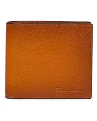 Santoni Orangefarbenes Portemonnaie aus Saffiano-Leder Orange