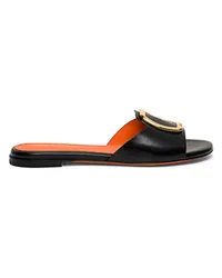 Santoni Schwarze Slider-Sandalen aus Leder Schwarz