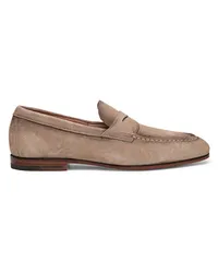 Santoni Beige Penny Loafer für Herren aus Veloursleder Naturliche