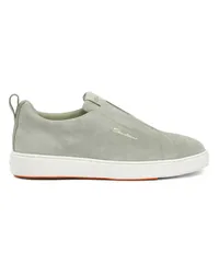 Santoni Grüne Slip-on-Sneakers für Herren aus Wildleder Grun