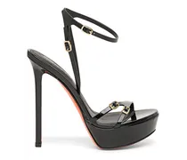 Women’s black patent leather high-heel sandal