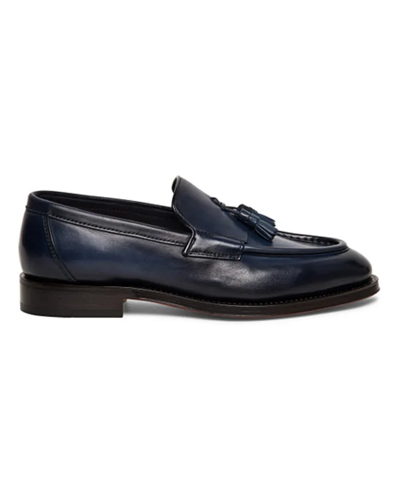 Santoni Blaue Loafer für Herren aus Leder mit Quasten Blau