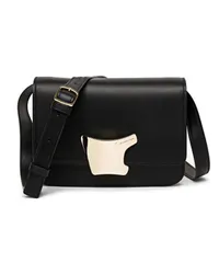 Santoni Schwarze Crossbody Bag aus Leder Schwarz