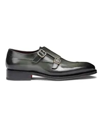 Santoni Grüne Doppel-Monkstraps für Herren aus Leder Grun