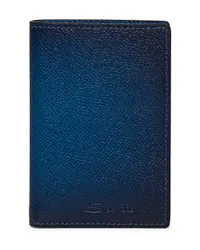 Santoni Blaues Portemonnaie im Hochformat aus Saffiano-Leder Blau