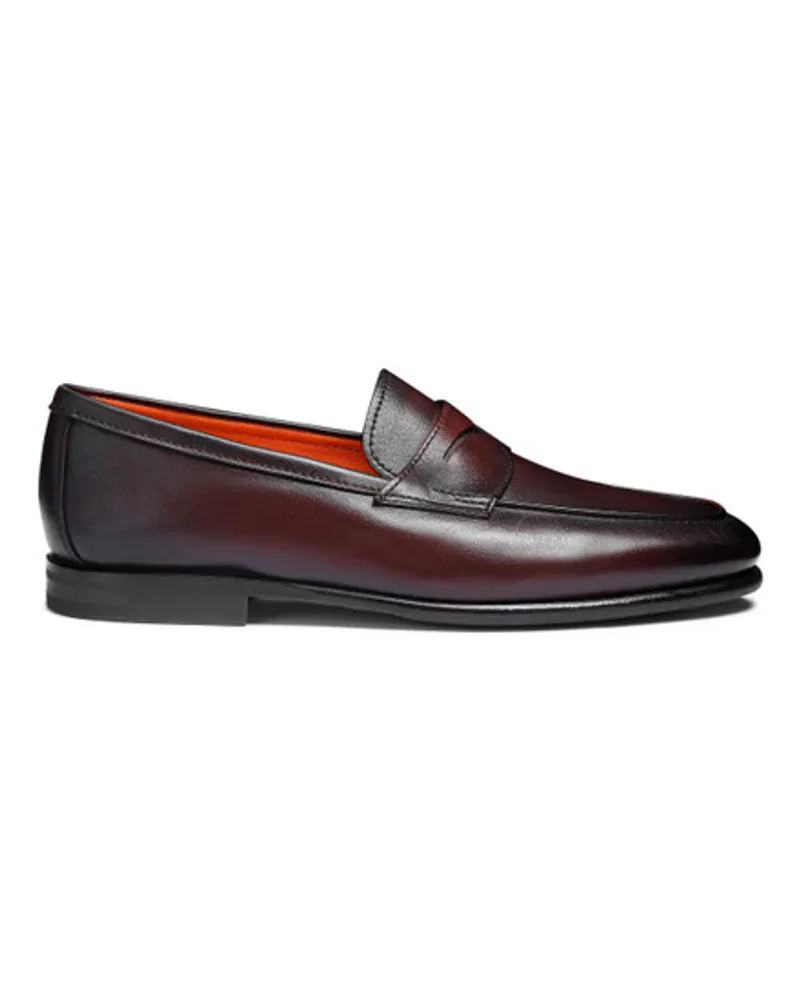 Santoni Bordeauxrote Loafer Carlo für Herren aus Leder Burgund