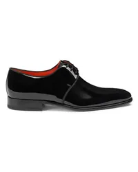 Santoni Schwarze Derby für Herren aus Lackleder Schwarz