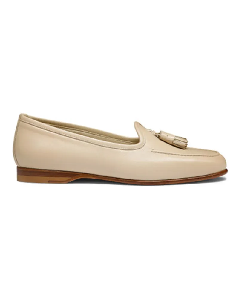 Santoni Beigefarbene Loafer Andrea für Damen aus Leder mit Quasten Naturliche