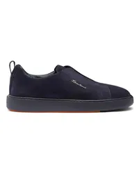 Santoni Blaue Slip-on-Sneakers für Herren aus Wildleder Blau